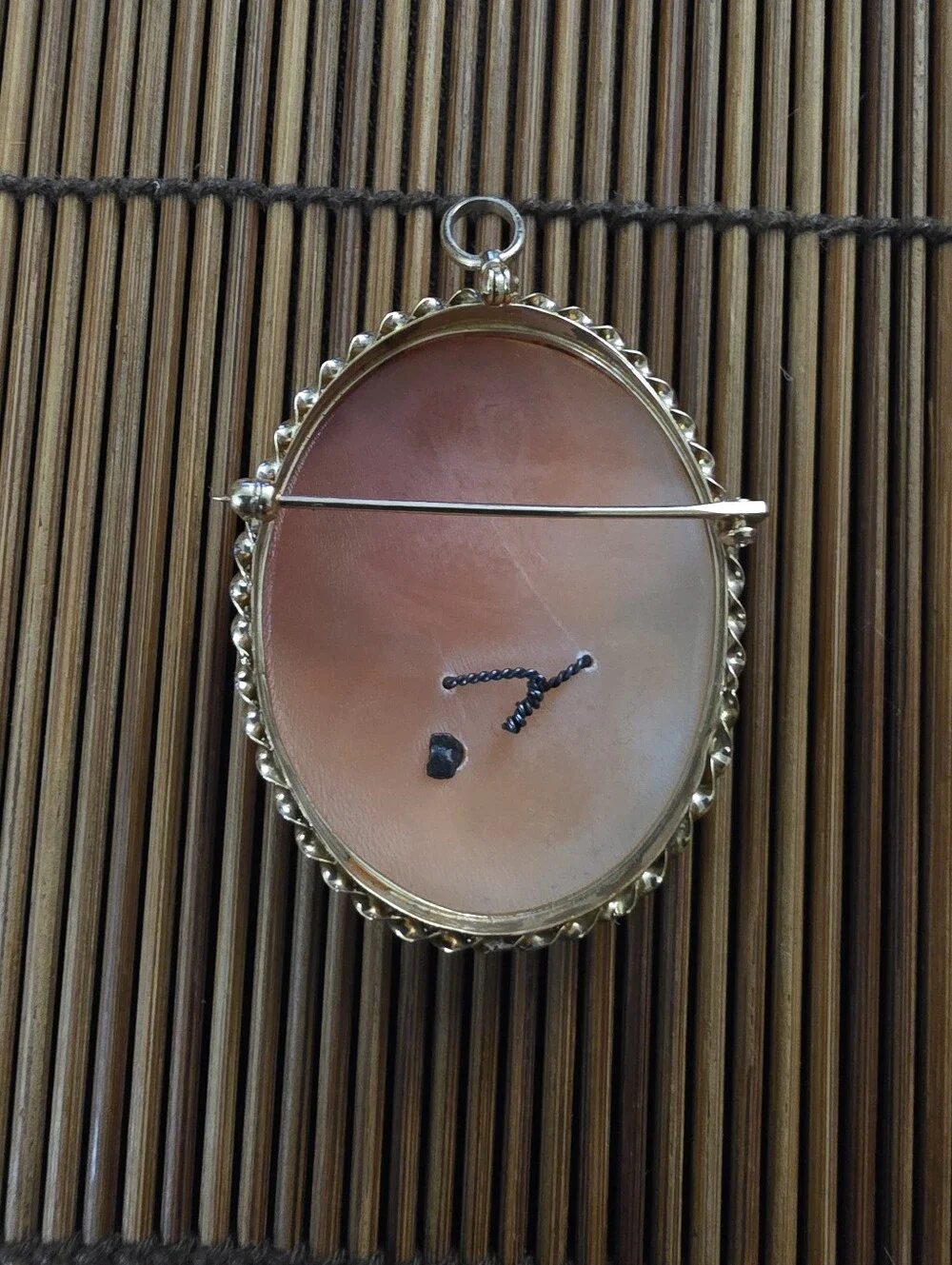 10k Cameo Diamond Yellow Gold Pendant, Brooch (Vintage)